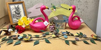 Spring & Summer Decor For Interior & Exterior Decorating Incl. Yard Bunnies, Flamingo Watering Cans & More