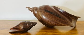Vintage Hand Carved Ironwood Conch Shells