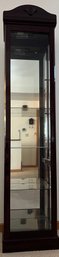 Cherry Wood Lighted Curio Cabinet W/ Glass Side Doors & 4 Glass Shelves