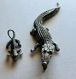 Heavy Metal Crocodile And Chameleon Small Statues