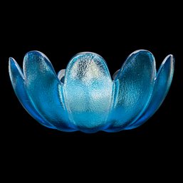 Blue Glass Lotus Flower Bowl By Indiana Art Glass