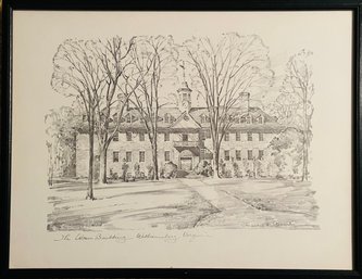 Charles H. Overly Signed 'The Wren Building, Williamsburg, Virginia' Sketch In Frame