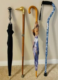 Assortment Of Umbrellas And Walking Canes