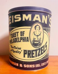 Vintage Reismans Toast Of Philadelphia Pretzels Tin Can