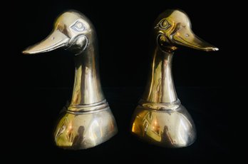2 Mid Century Brass Duck Book Ends