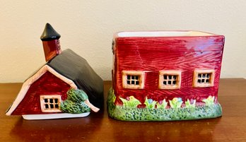 Vintage Sakura Ceramic House Cookie Jar