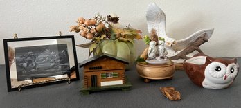 Very Cute Owl Decor Incl. Statue, 2 Music Boxes And More