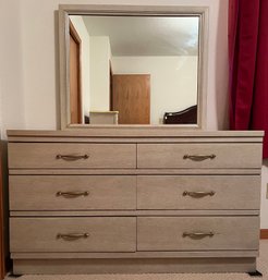 Vintage Blonde 6 Drawer Dresser With Mirror By United Furniture Corporate