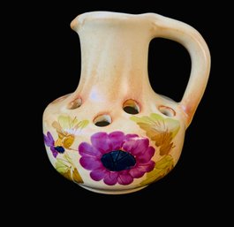 Signed Hand Painted Pitcher Flower Vase