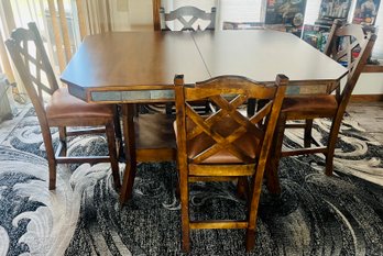 Wood And Slate Accent Dining Room Table And Chairs