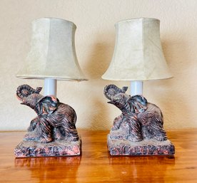 Pair Of Elephant Desk Lamps With Shades