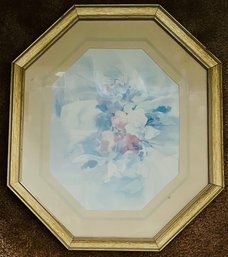 Vintage House Of Lloyd Tulip Print In Gold Octagon Frame