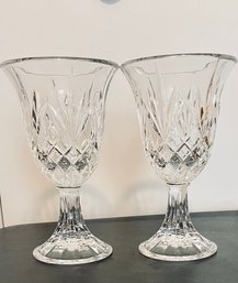 Pair Of Large Crystal  Wine Glass