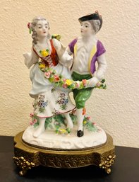 Antique 1920s Beck Music Box Melody Charm With Porcelain Figures