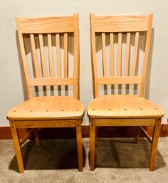 Pair Of Amish Red Oak Chairs 2 Of 2