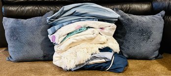 Lot Of Assorted Bed Linens And Throw Pillows