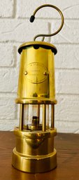 English Coal Miner's Safety Lamp Or Inspector's Lantern Of Brass Made In Wales