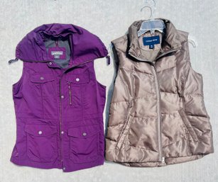 Pair Of Lands End And Eddie Bauer Womens Outdoor Vests