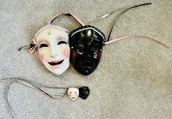 Pair Of Vintage Comedy Tragedy Ceramic Hanging Wall Masks