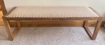 Wood Bench With Fabric Seat