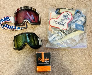 Lot Of Ski Goggles And Accessories