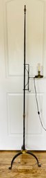 Wrought Iron And Cast Brass Single Arm Electric Candle Stand