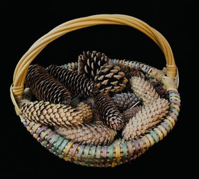 Colorful Basket With Acorns