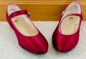 Pair Of Childs Magenta Ballet Dress Shoes