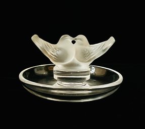 Lalique Crystal Kissing Doves Ring Dish