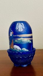 Amazing Fenton 1999 Birth Of A Savior THE ANNOUNCEMENT Fair Lamp Cobalt Blue