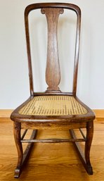 Antique Sewing Rocker With Canned Seat