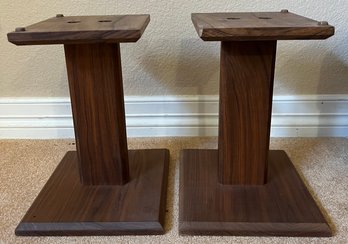 Set Of 2 Walnut Speaker Stands