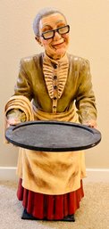 Rare Vintage Maid With Tray Statue