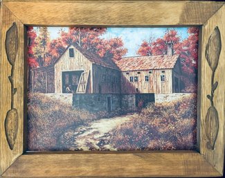 Rustic Barn Print In Wood Frame