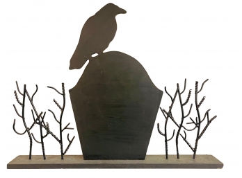 Wood And Metal Sculpture Depicting 'The Crow'