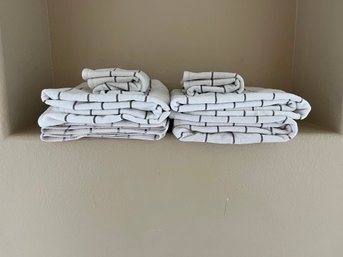Set Of Striped Grey And White Bath Towels