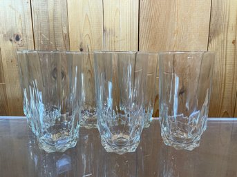 Arcoroc France Clear Vertical Wedge Cut Drinking Glasses