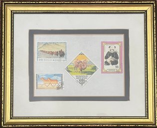 Framed Variety Of Mongolian Stamps