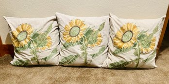 Trio Of Pottery Barn Sunflower Throw Pillows