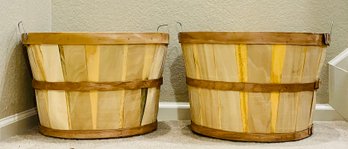 2 Round Natural Basket With Handles
