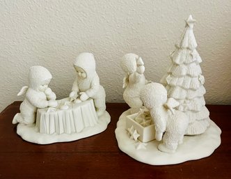 Pair Of Snowbaby Christmas Helper Statues