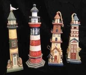 4 Wooden Lighthouses 2 Of Them Hanging Decorations