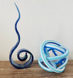 Pair Of Blown Glass Decorative Accent Statues