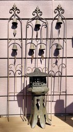 Free-standing Cast Iron Japanese Garden Lantern And Metal Yard Art Decorations