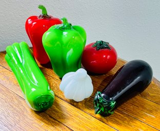 Vintage Grouping Of Art Glass Vegetables