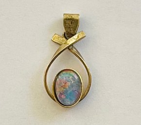 Sterling Silver And Opal Pendant- 1.1 Grams