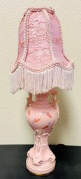 Beautiful Floral Pink Fringe Table Lamp