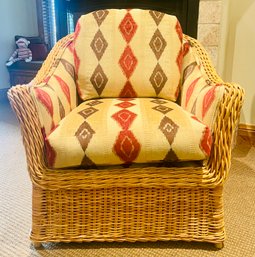 Wicker Chair With Ikat Pattern Print