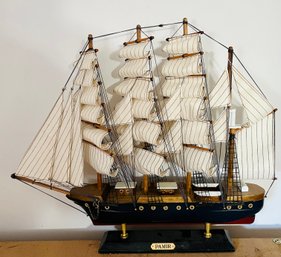 Vintage Pamir Wood Sailing Ship Model