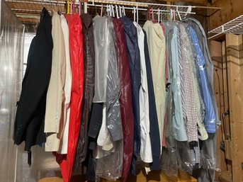 Lots Of Mens Clothing Including Dress Shirts And Suit Jackets